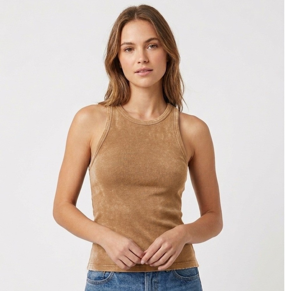 Cotton Citizen Tank Top XS 100% Supima Tan Racerback Sleeveless Neutral USA Made